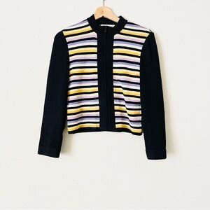 Vintage St John Collection SIZE 2 knit striped zip jacket